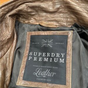 Superdry “Black Badge” Brown Leather Field M-65 Jacket